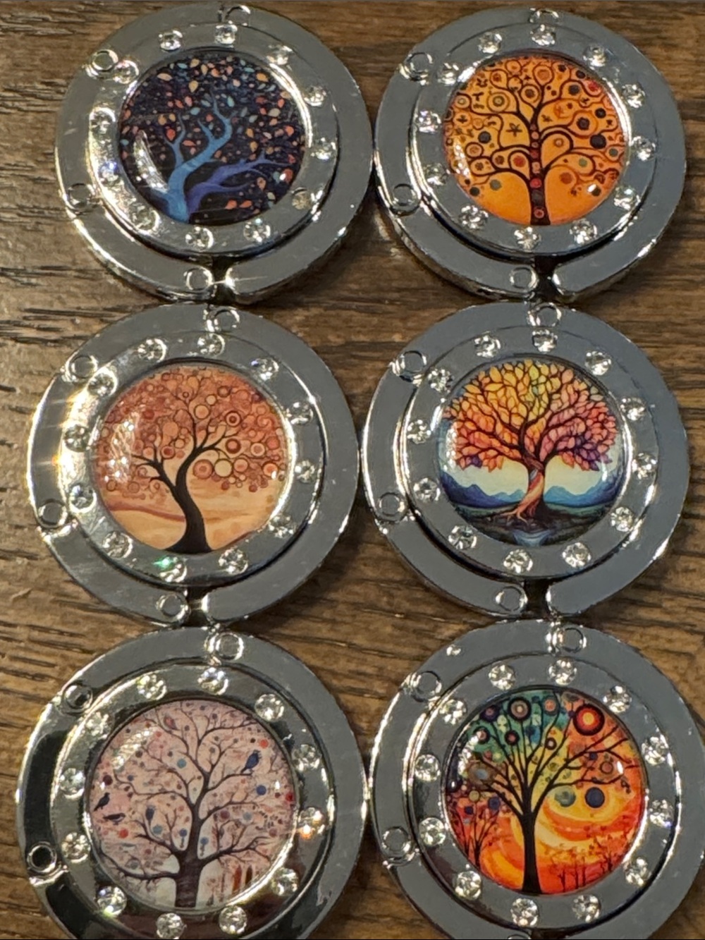 Purse Hooks - Colorful Tree Hooks In Orange, Blue, Yellow  No pink or white sky - Picture 2 of 9
